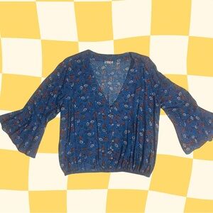Free People blue floral blouse